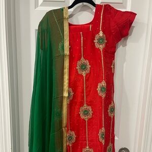 Red/Green Salwar Suit
